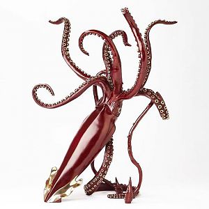 Bronze giant squid sculpture